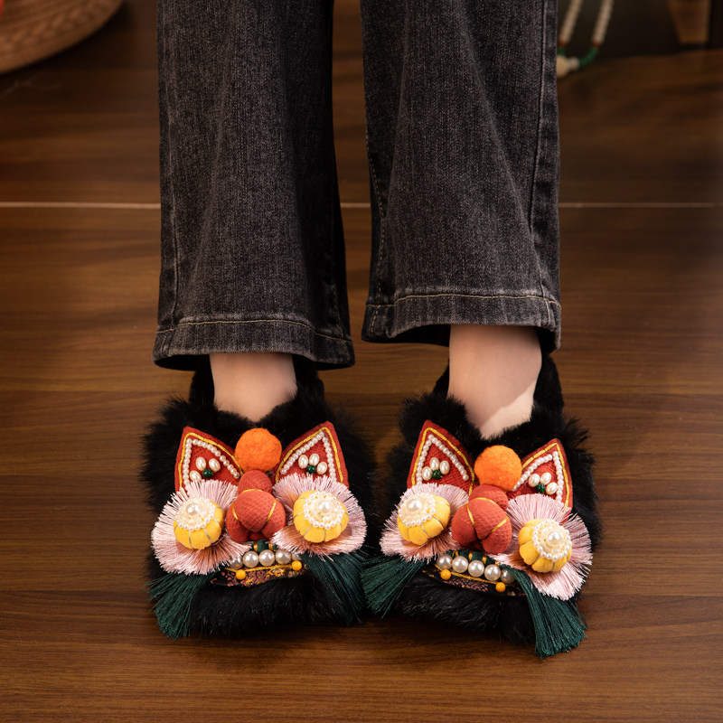冬款虎头鞋女成人加绒棉鞋复古国风绣花保暖鞋加绒加厚老北京布鞋,淘宝优惠券,粉丝福利购,淘宝优惠卷