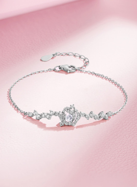 周六福玫瑰花手链女款S925银在逃公主手饰优雅气质送女友节日礼物