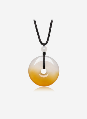 周六福平安扣吊坠女暖璃流光玉髓简约大气优雅小众节日礼物