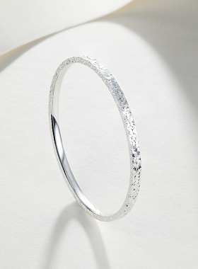 周六福S999银碎碎冰银手镯女款