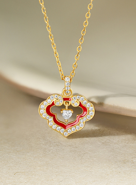 周六福长命锁项链女S925银链坠时尚小众节日礼物送女友