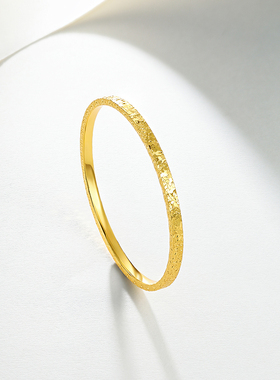 周六福碎碎冰黄金色银手镯女S999