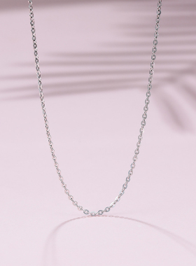 周六福S925银项链女无吊坠配饰素链O字锁骨链圣诞礼物