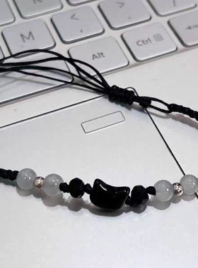 新款可爱黑猫白猫手链精致手工小众编织情侣时尚手绳百搭礼物