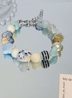 夏日彩虹~多巴胺小清新彩色小众设计甜美彩虹星星弹力绳手链手饰