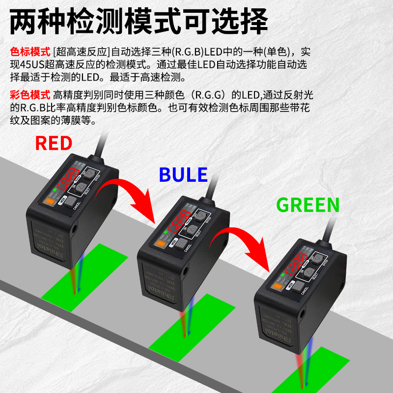 施乐泰智能数显色标传感器SE-LX101标签纠偏分色定位电眼颜色识别 - 图0