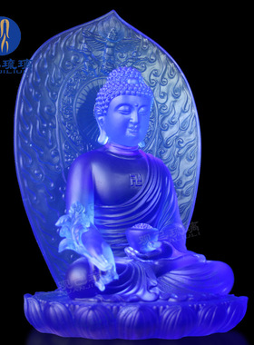 药师佛佛像客厅桌面莲花观己琉璃