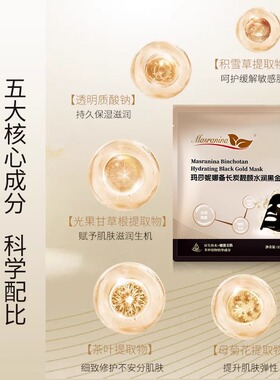 玛莎妮娜面膜官网正品多肽驻颜修护蚕丝备长炭黑面膜女旗舰店正品