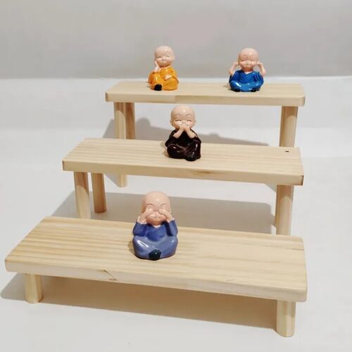 实木长方形收纳架桌面首饰摆件阶梯展示架置物架手办展示架圆桌腿 - 图1