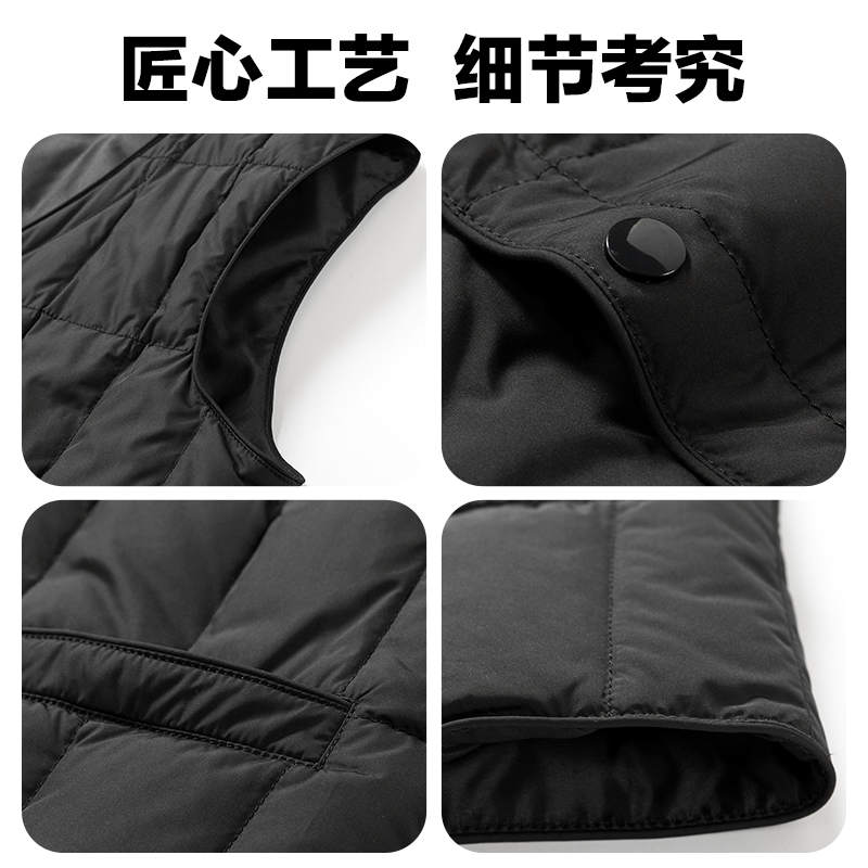 雅鹿男士羽绒服马甲冬季新款V领马夹保暖中老年人爸爸背心内胆