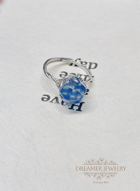 Dreamer饰品天然海蓝宝水晶戒指可调节女小众设计感高级送闺蜜