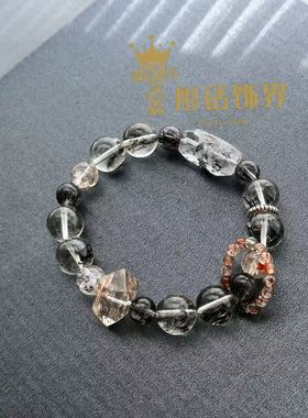 限量天然黑发晶闪灵设计款手链女款单圈黑发晶手串送女友闺蜜礼物