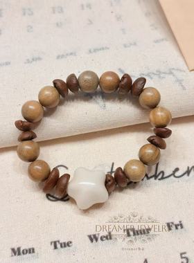 Dreamer饰品原创设计手串檀木小云朵小众高级复古趣味文玩手串咖