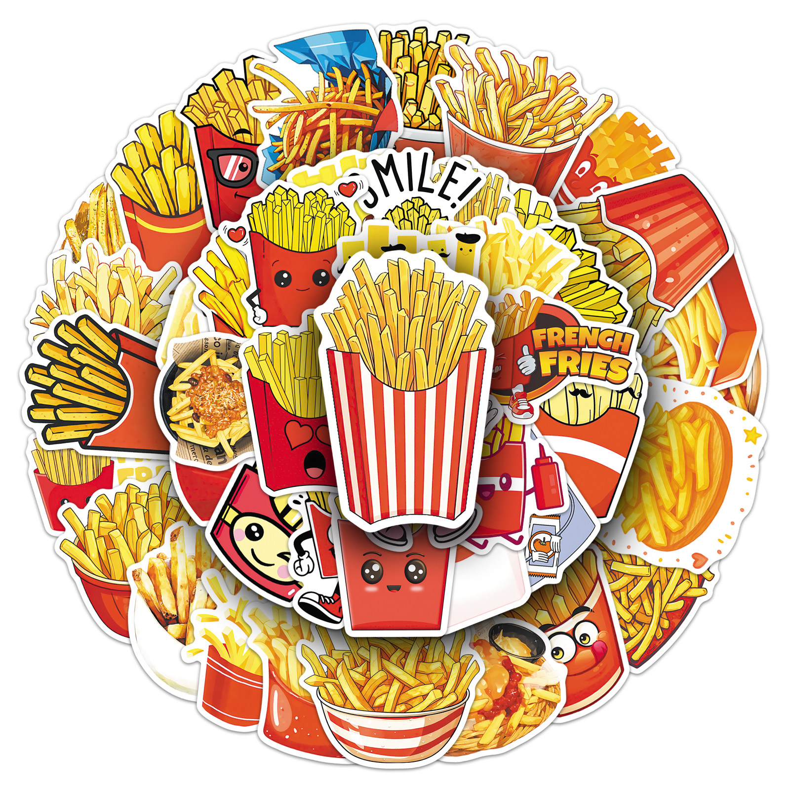 100张薯条创意美食系列卡通个性涂鸦贴纸冰箱桌面吉他音箱DIY贴纸,淘宝优惠券,粉丝福利购,淘宝优惠卷