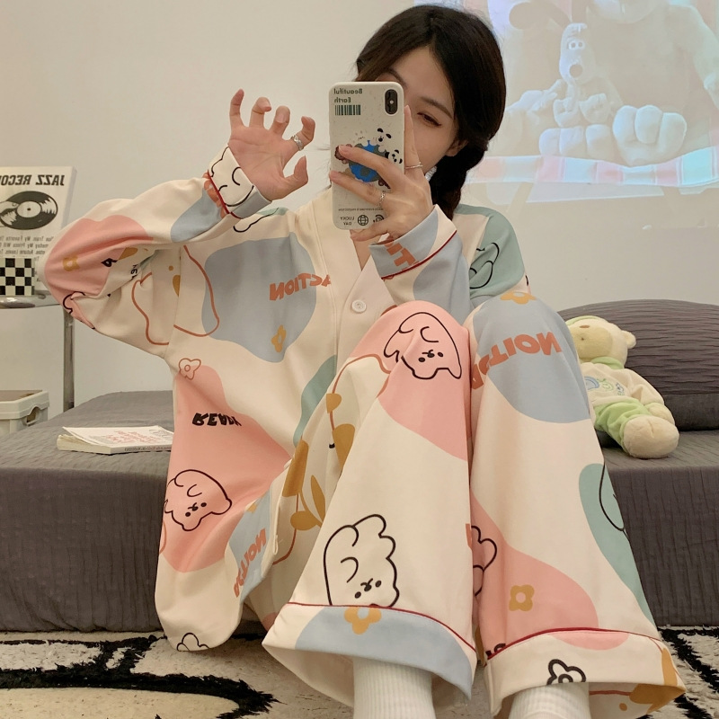 PXWL2024年新款女士双长两件套开衫甜美清新风睡衣高级休闲家居服_维依布舍_女士内衣/男士内衣/家居服-第4张图片-提都小院