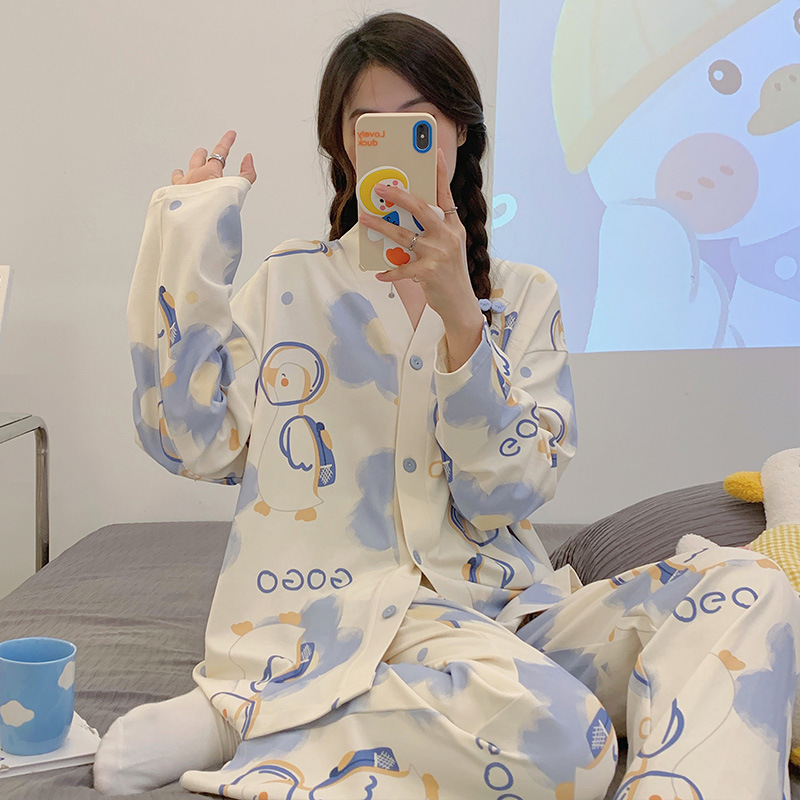 PXWL2024年新款女士双长两件套开衫甜美清新风睡衣高级休闲家居服_维依布舍_女士内衣/男士内衣/家居服-第2张图片-提都小院