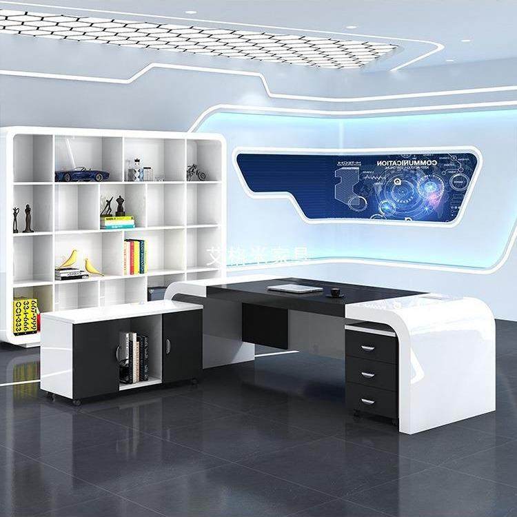 家烤漆办公具老大台板桌简约现MUDIAN-7代总裁班白色主管经理桌椅,淘宝优惠券,粉丝福利购,淘宝优惠卷