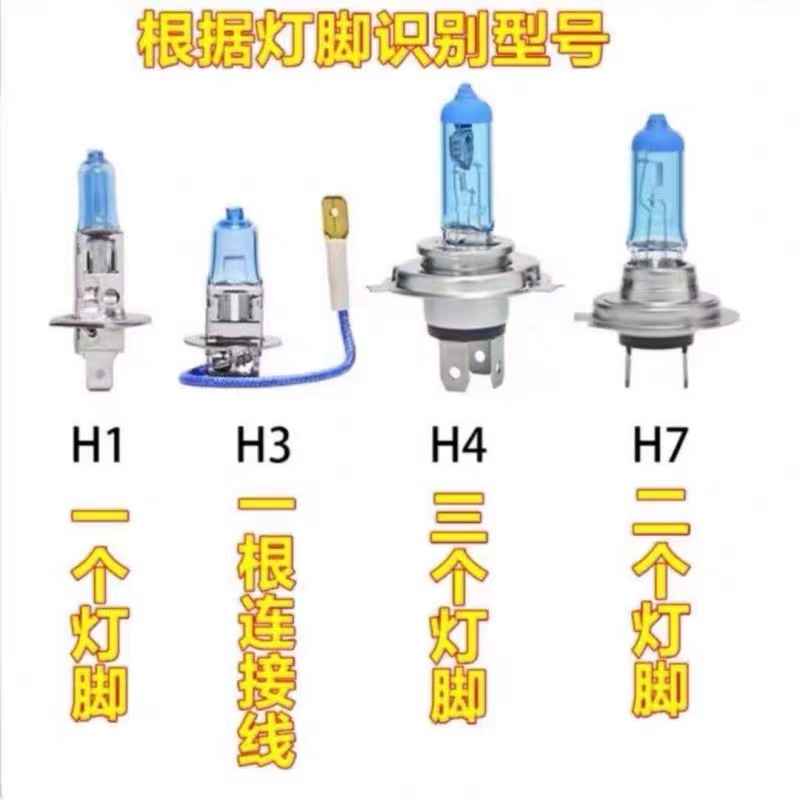 新款汽车前大灯泡H1H3H4H7内氙气灯12V24V远近光一体强光超亮货车