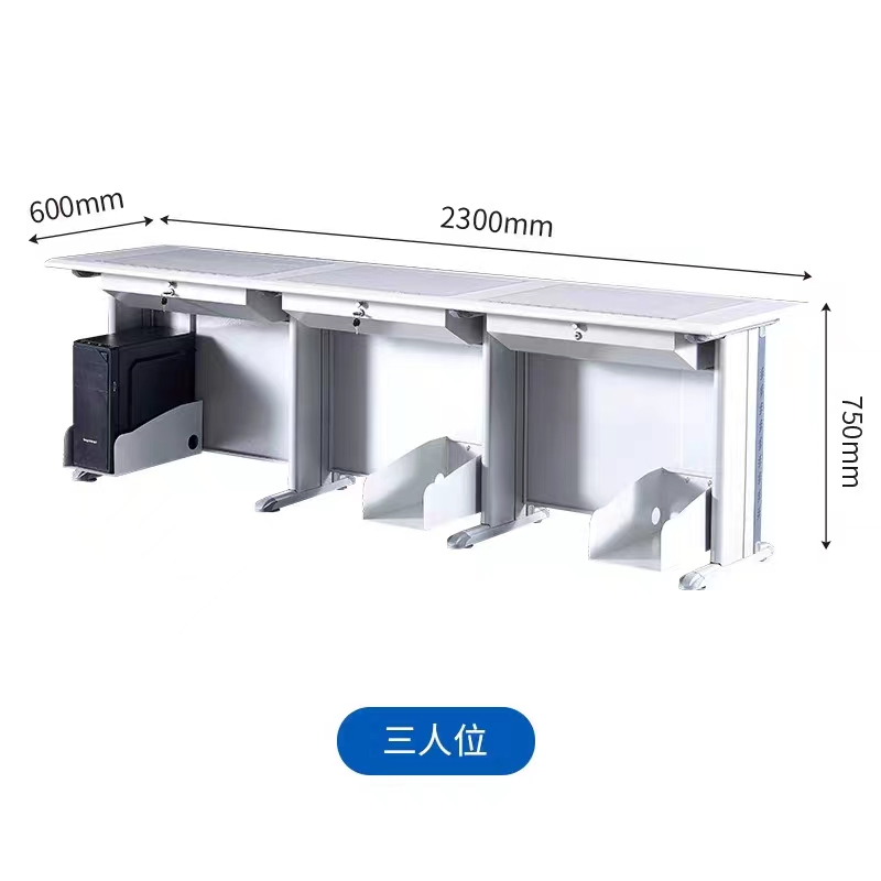 学校教室机房学生桌翻转电脑桌半嵌入式隐藏桌部队电教室培训桌-图1