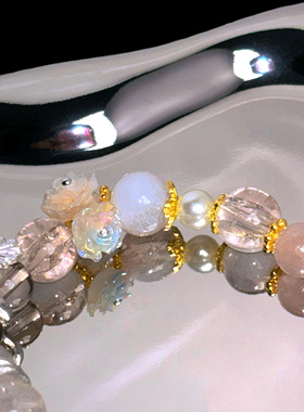 奶泥MILKMUD/云起时茶朔洵衍生款奶杏色琉璃串珠手链温柔珍珠小众