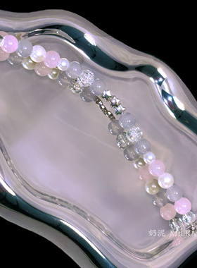 奶泥MILKMUD/白色系仿猫眼石国风手链女小众设计闺蜜手串百搭气质