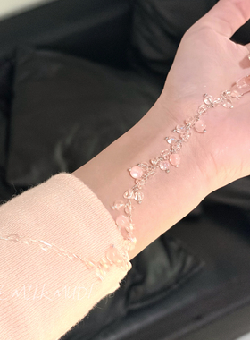 奶泥MILKMUD/【桃气清夏】原创设计粉猫眼手链女精致甜妹闺蜜礼物