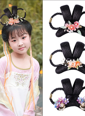 儿童汉服古风高温丝汉服假发发髻