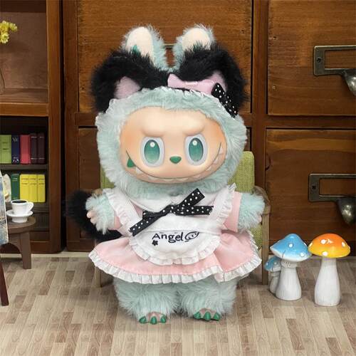 拉布布娃衣17cm挂件labubu女仆衣服一二三代搪胶毛绒公仔着替套装 - 图0
