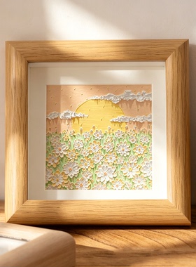 油画棒小相框摆台10*10正方形4寸高级感儿童绘画作品装裱装饰摆件