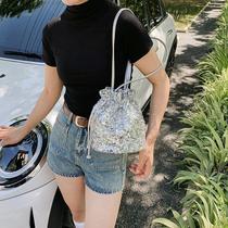 2023 Summer New Cross-border Craze Luggage Leather Bucket Bag PVC Sequin Lady Single Shoulder Bag