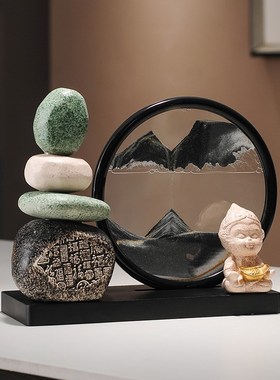 速发时来运电流沙画沙漏摆件齐天大客圣厅转视柜酒柜创意装饰品