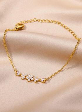 Elegant Zircon Flowers Bracelet For Women Girls Charm Gold C