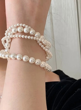 速发多层简约珍珠手链小众流行时尚设计感精致轻奢百搭手链