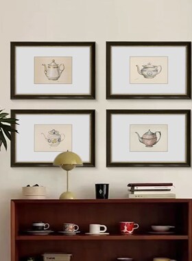 速发绵延茶壶图新中式餐厅装饰画东方古典艺术客厅玄关挂画法式风