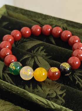 2025本命年朱砂手串女款五路财神转运珠手链男士普陀山龙年护身符