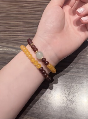 原创焦糖双圈叠戴手链女轻奢小众设计感手串复古百搭闺蜜手饰品