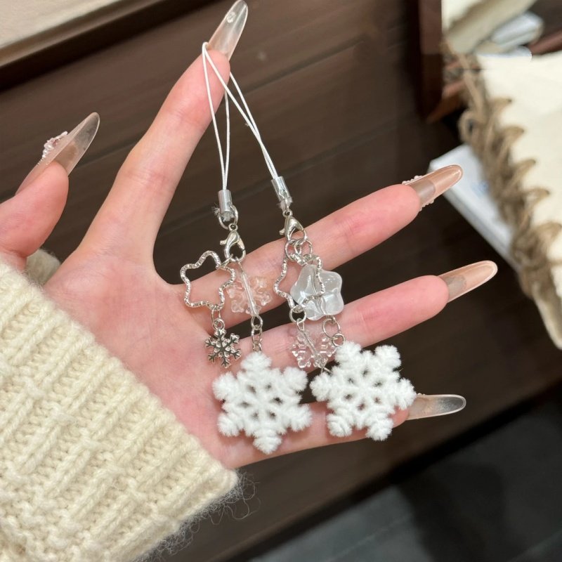 甜美圣诞雪花挂件冬日植绒雪花包包钥匙扣手机链圣诞节送闺蜜礼物,淘宝优惠券,粉丝福利购,淘宝优惠卷