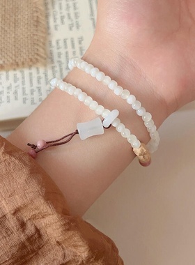 月下微醺天山翠白蝶珠手链精致新中式叠戴仙气手串女轻奢送闺蜜