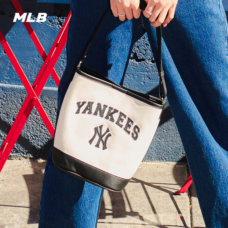 MLB官方 虞书欣同款男女学院风单肩斜挎水桶包秋冬BMS09