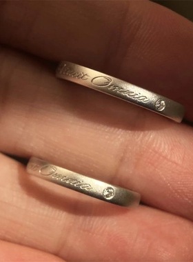 爱能战胜一切素圈戒指ins小众设计高级感情侣对戒时尚百搭指环潮