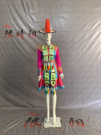 2023新款裕固族民族盛装成人女款演出服装56个民族服装表演服短款