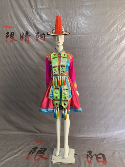 2023新款裕固族民族盛装成人女款演出服装56个民族服装表演服短款