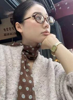 高级感水纹波点丝巾秋冬新款气质百搭可系腰多种搭配围巾配饰ins