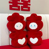 Press-bed dolls a couple of wedding happy words Pillow Newlyweds Cute Paparazzi to send newlyweds Wedding House Arrangement Supplies Gifts