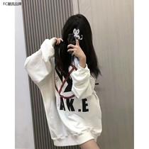 Pure cotton autumn and winter American vintachio High Street Lianhood 100 lap loose casual Lazy Breeze small crowdsourced design White Sweater