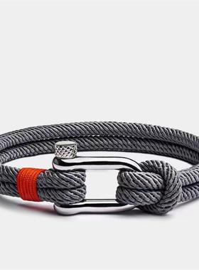 MKENDN Men Black Stainless Steel U shape Survival Bracelet O