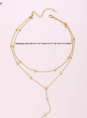 Tassel necklace for women欧美个性流苏圆珠双层长流苏项链饰品
