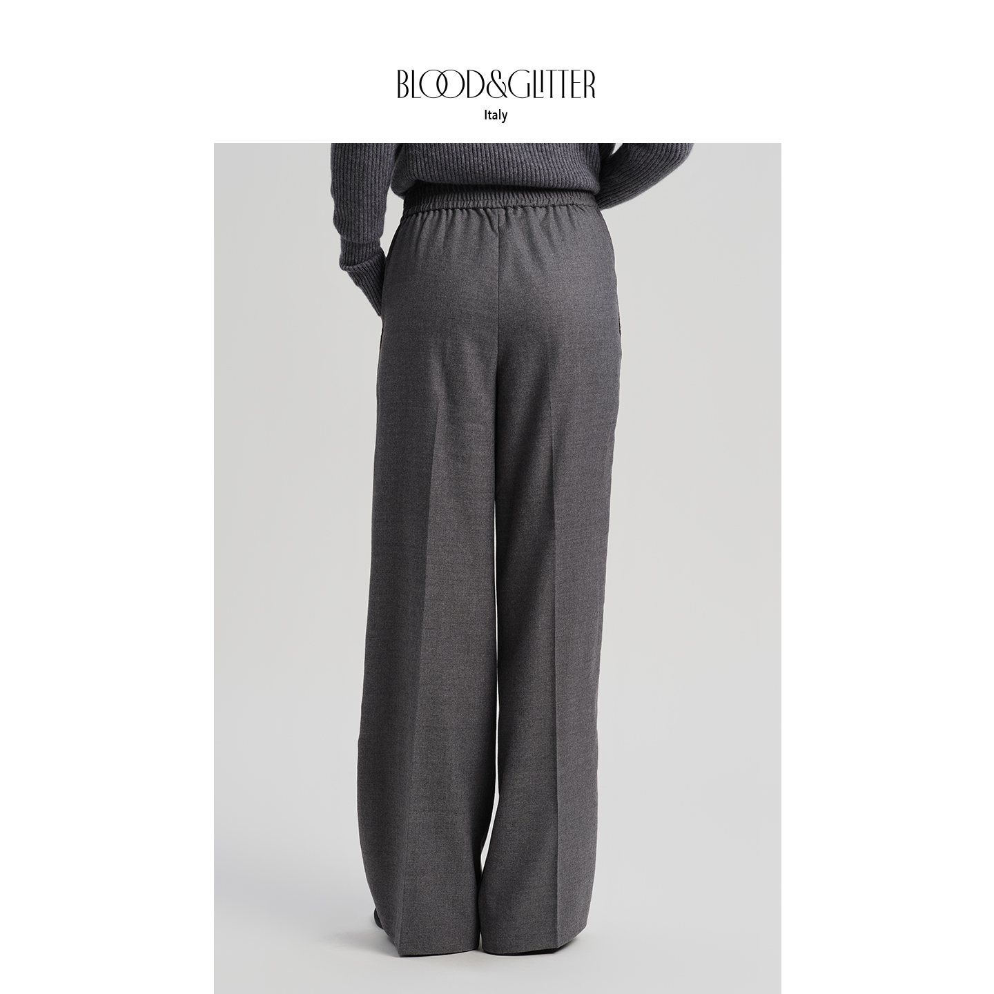 blood&glitter璞德格骊秋冬羊毛混纺高级静奢风宽松直筒长裤