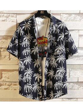 hawaii aloha shirts men shirt summer white t 夏威夷花衬衫男