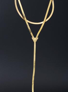 Gold tassel necklace women欧美饰品金色蛇骨链流苏项链锁骨链